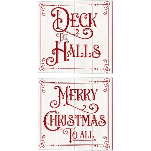 Vintage Christmas Signs B by Tara Reed, 2 Piece Canvas Art Set