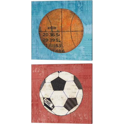 Play Ball Red & Blue by Courtney Prahl, 2 Piece Canvas Art Set
