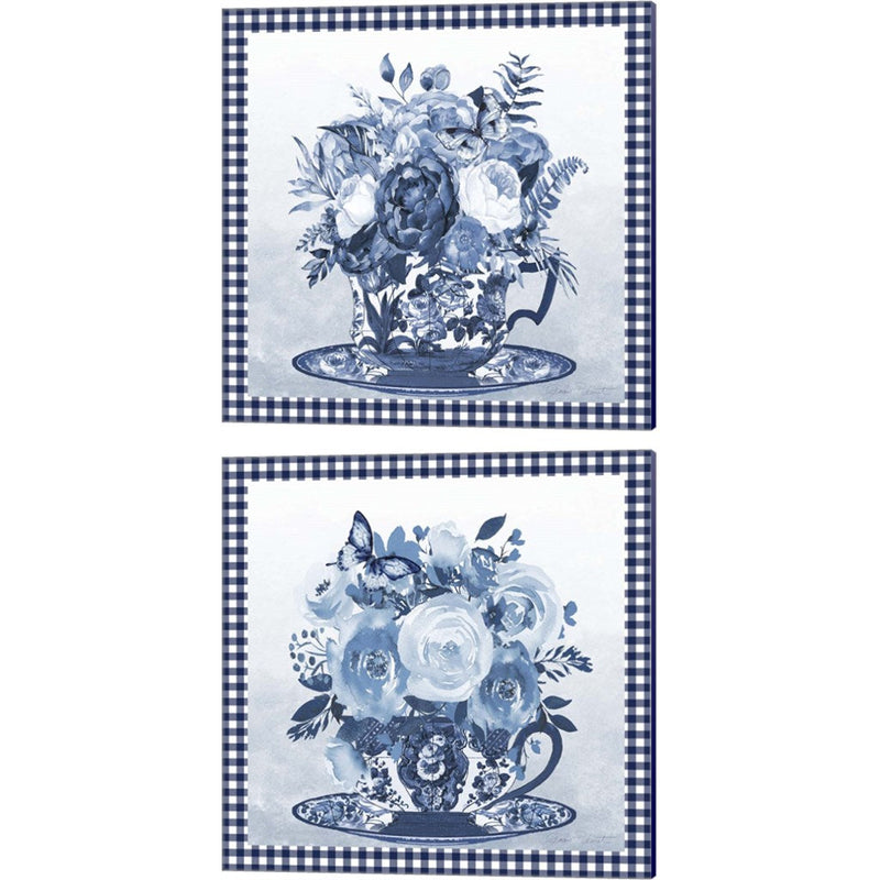 Blue Teacup Bouquet by Jean Plout, 2 Piece Canvas Art Set