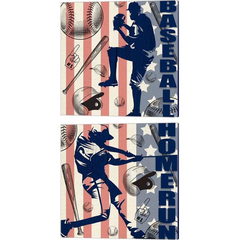 Vintage Baseball Sign B by LightBoxJournal, 2 Piece Canvas Art Set