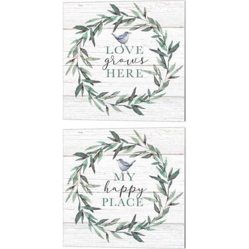 Love Grows Here & My Happy Place by Elizabeth Tyndall, 2 Piece Canvas Art Set