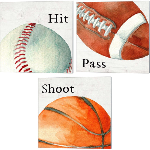 Hit, Pass & Shoot by Valerie Wieners, 3 Piece Canvas Art Set