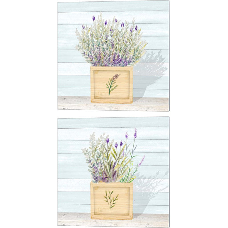 Lavender and Wood Square by Janice Gaynor, 2 Piece Canvas Art Set
