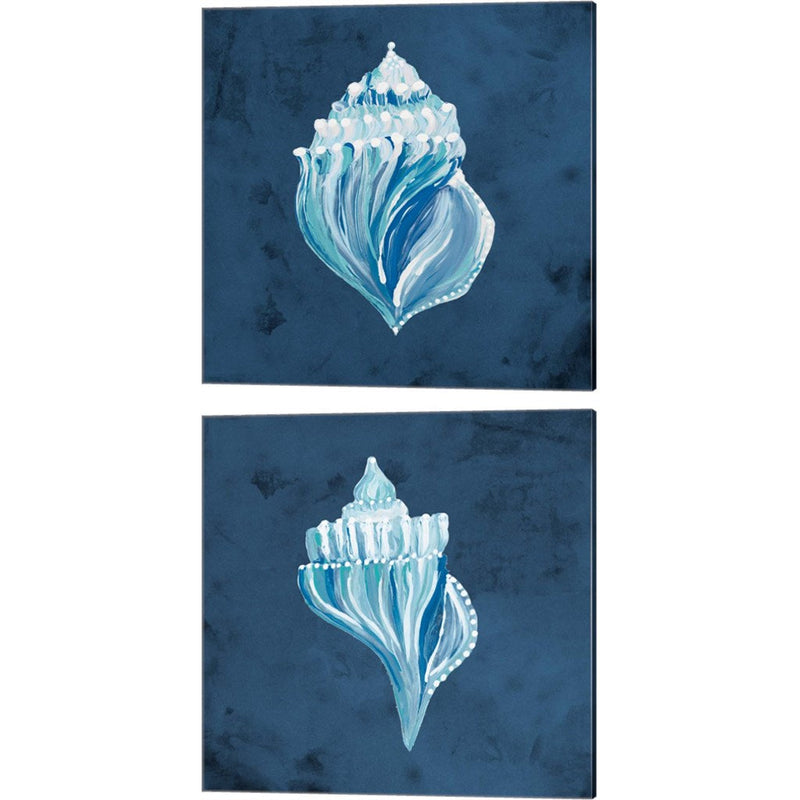 Azul Dotted Seashell on Navy by Gina Ritter, 2 Piece Canvas Art Set
