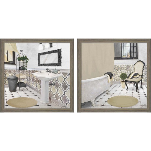 Sundance Neutral Bath by Elizabeth Medley, 2 Piece Rustic Gray Framed Art Set