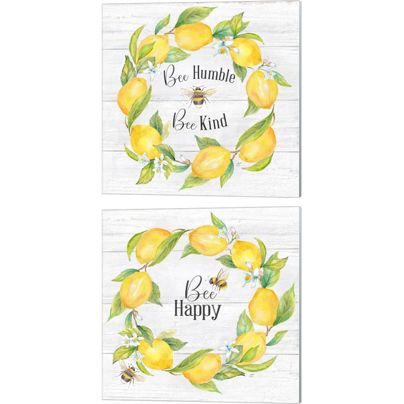 Lemons & Bees Sentiment by Cynthia Coulter, 2 Piece Canvas Art Set