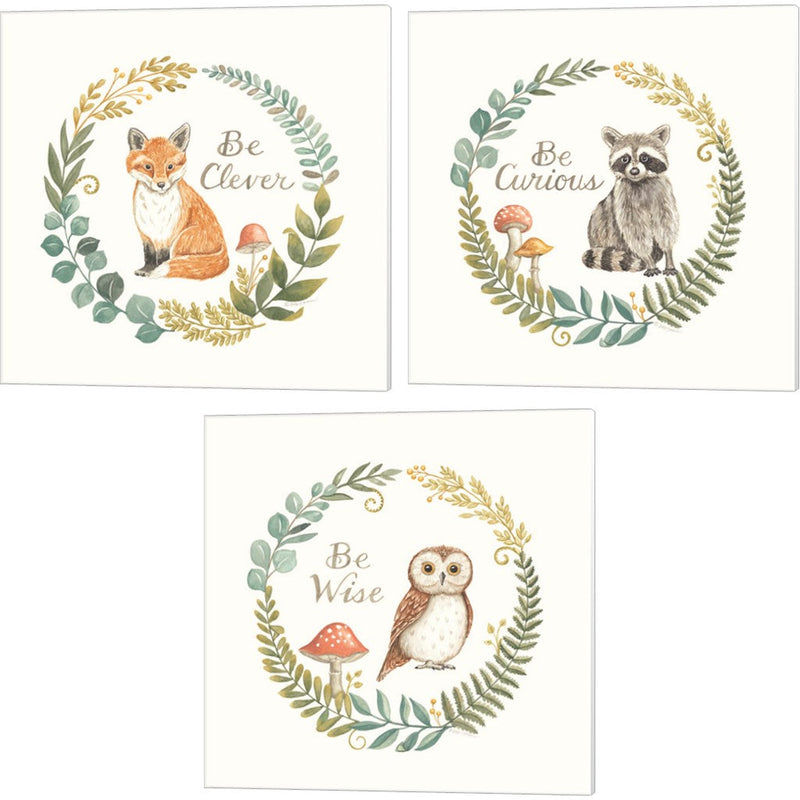 Be Clever, Curious & Wise by Deb Strain, 3 Piece Canvas Art Set
