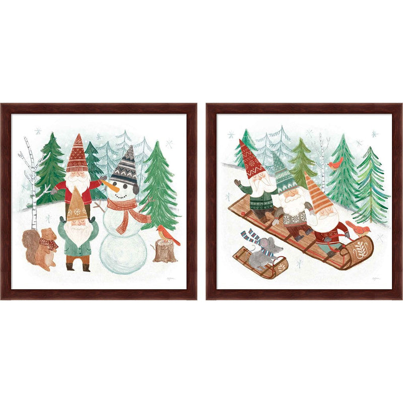 Woodland Gnomes by Mary Urban, 2 Piece Brown Framed Art Set