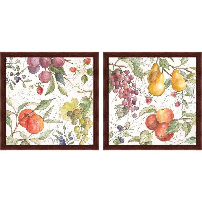 In the Orchard A by Silvia Vassileva, 2 Piece Brown Framed Art Set