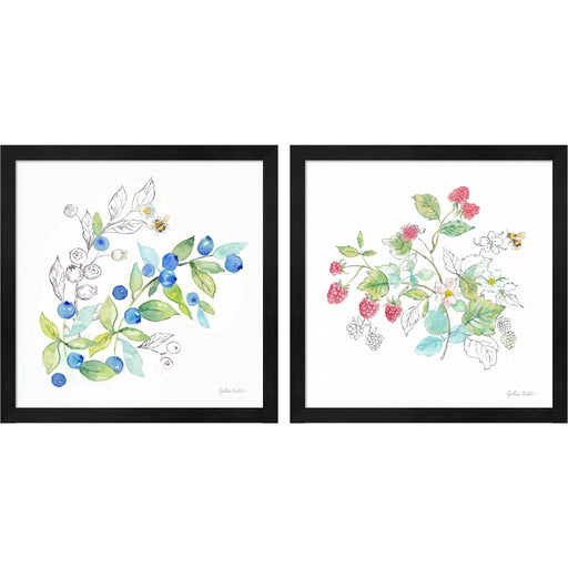 Berries and Bees B by Cynthia Coulter, 2 Piece Black Framed Art Set