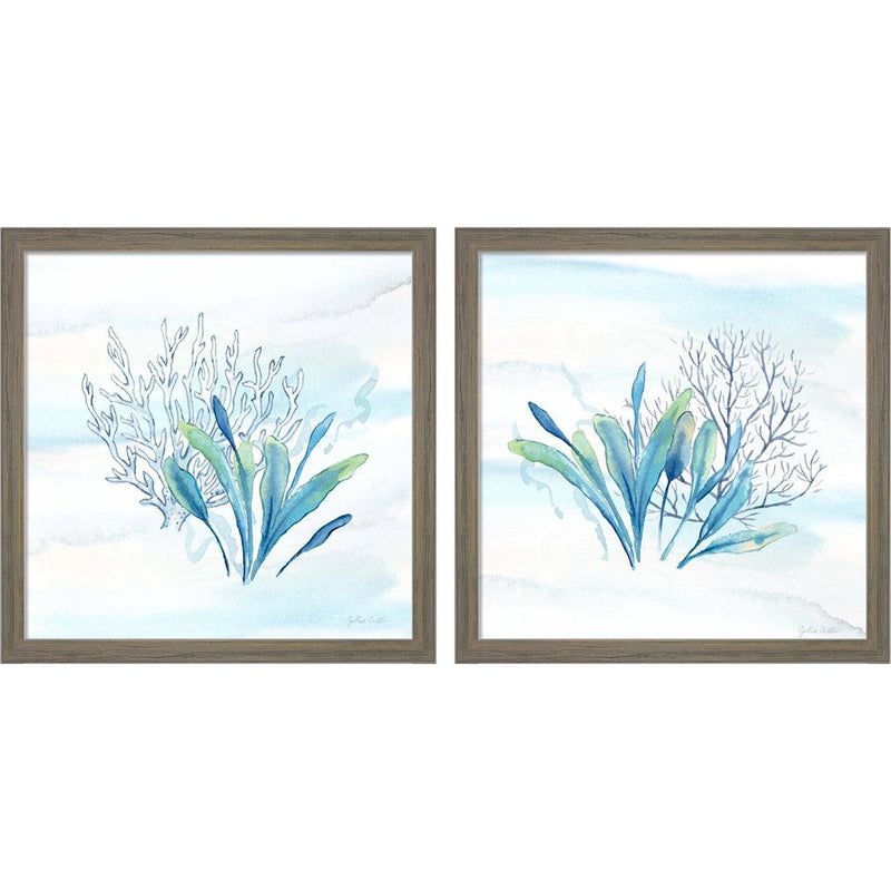 Great Blue Sea A by Cynthia Coulter, 2 Piece Rustic Grey Framed Art Set