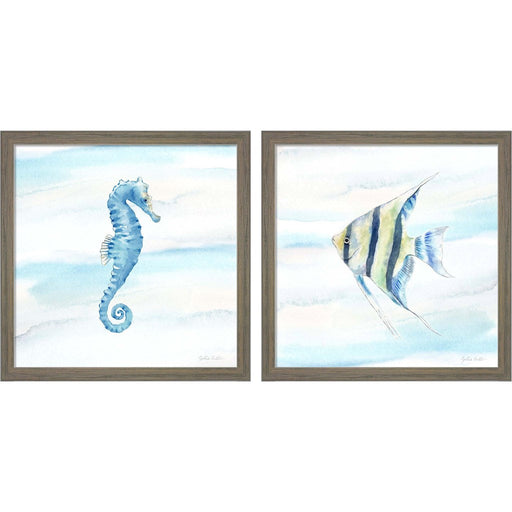Great Blue Sea B by Cynthia Coulter, 2 Piece Rustic Grey Framed Art Set