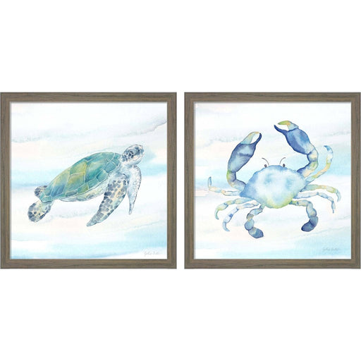 Great Blue Sea C by Cynthia Coulter, 2 Piece Rustic Grey Framed Art Set