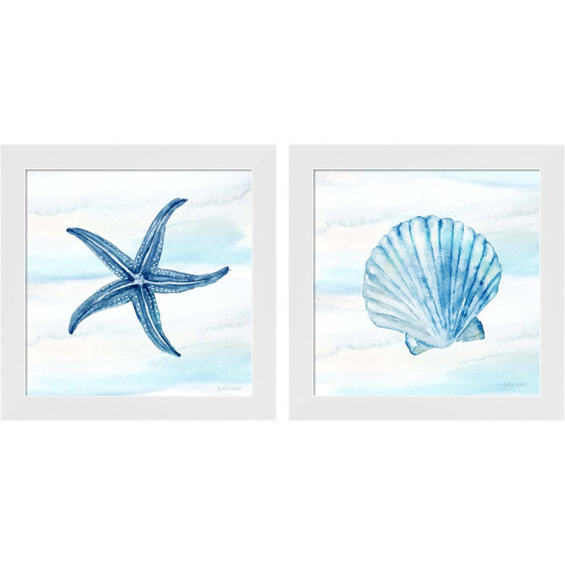 Great Blue Sea E by Cynthia Coulter, 2 Piece White Framed Art Set