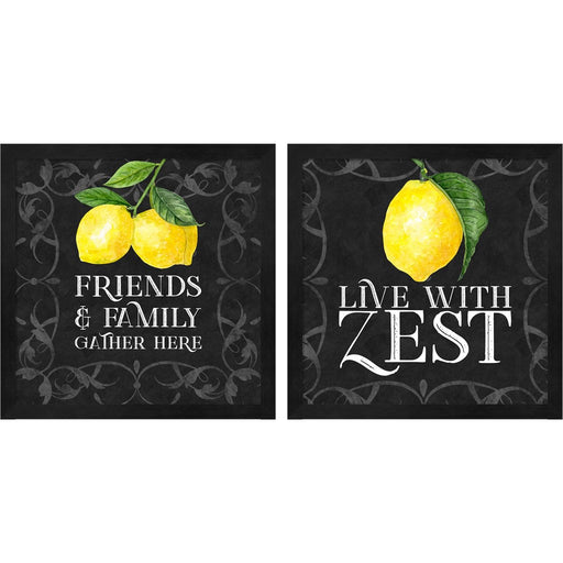 Live with Zest Sentiment by Tara Reed, 2 Piece Black Framed Art Set