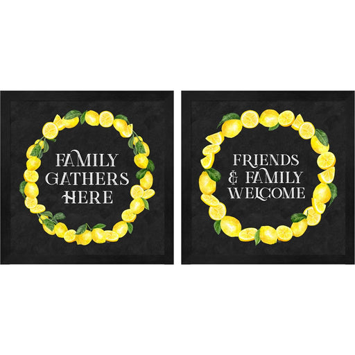 Live with Zest Wreath Sentiment by Tara Reed, 2 Piece Black Framed Art Set