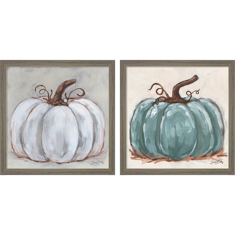 Pumpkin Close-Up by Sara Baker, 2 Piece Rustic Grey Framed Art Set
