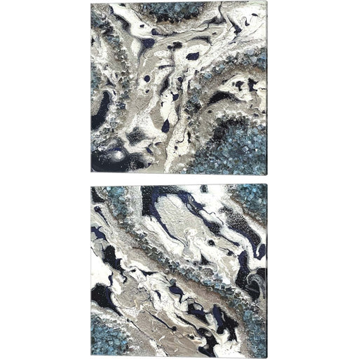 Blue Silver Marble by Lee C, 2 Piece Canvas Art Set