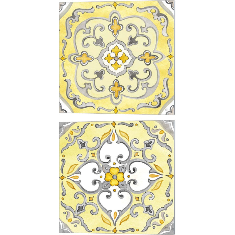 Jewel Medallion Yellow Gray B by Cynthia Coulter, 2 Piece Canvas Art Set