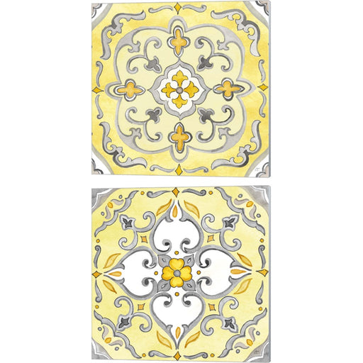 Jewel Medallion Yellow Gray B by Cynthia Coulter, 2 Piece Canvas Art Set