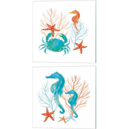 Coral Aqua A by Tara Reed, 2 Piece Canvas Art Set