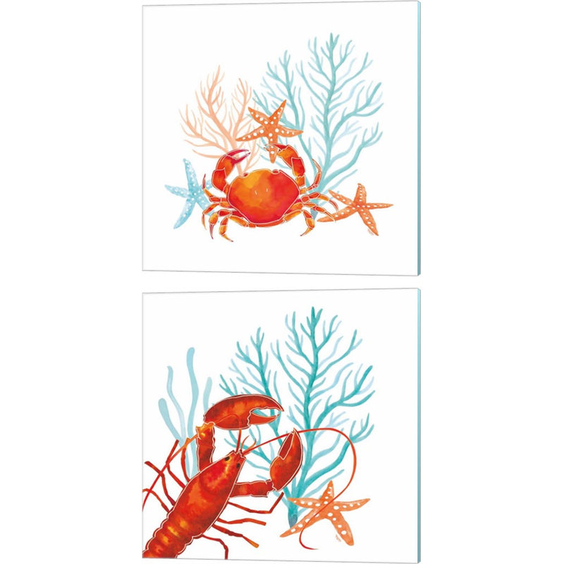 Coral Aqua B by Tara Reed, 2 Piece Canvas Art Set