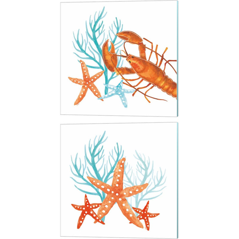 Coral Aqua C by Tara Reed, 2 Piece Canvas Art Set