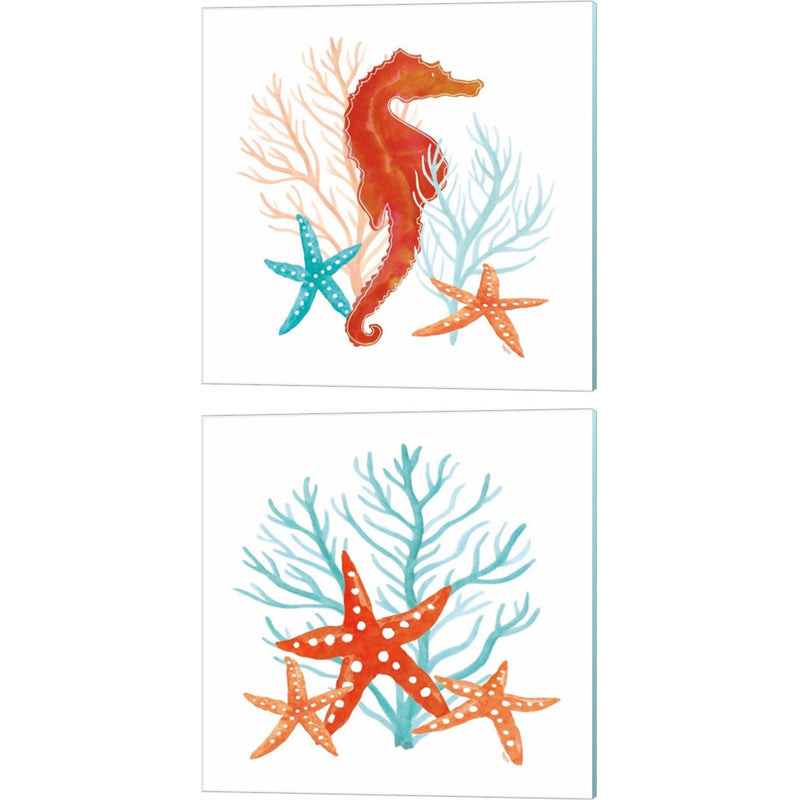 Coral Aqua D by Tara Reed, 2 Piece Canvas Art Set