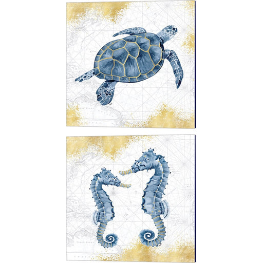 Deep Blue Sea White Gold B by Tara Reed, 2 Piece Canvas Art Set