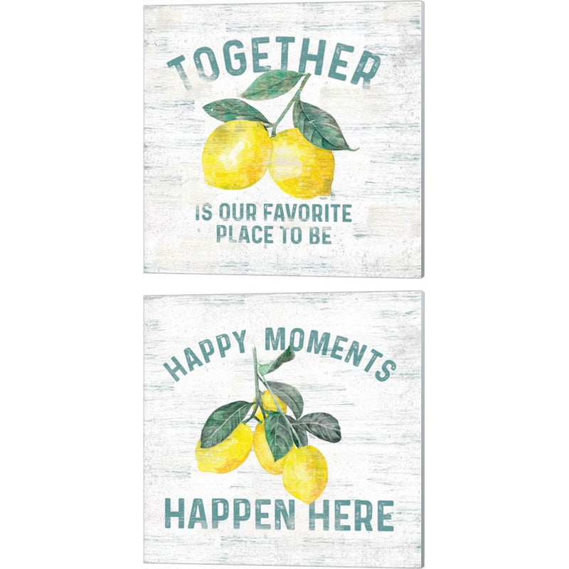 Happy Thoughts on White A by Tara Reed, 2 Piece Canvas Art Set