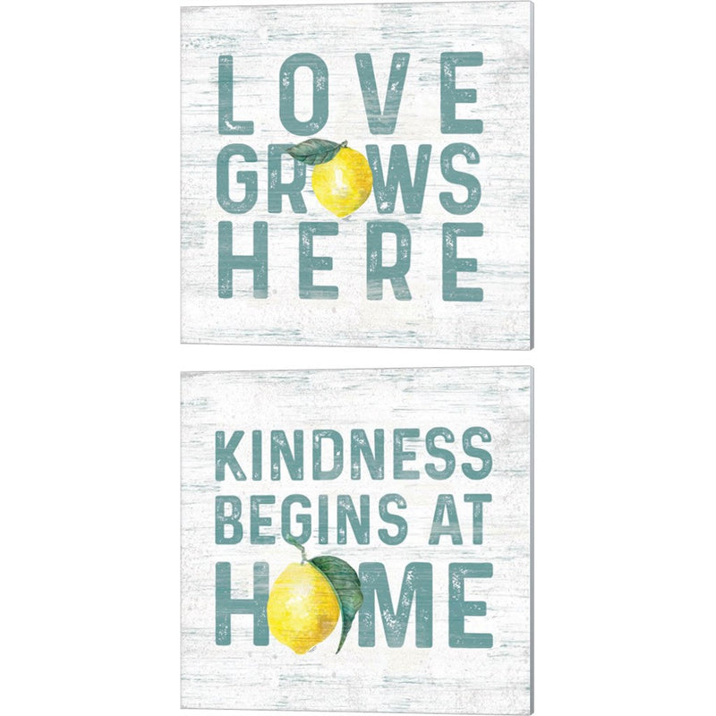 Happy Thoughts on White B by Tara Reed, 2 Piece Canvas Art Set