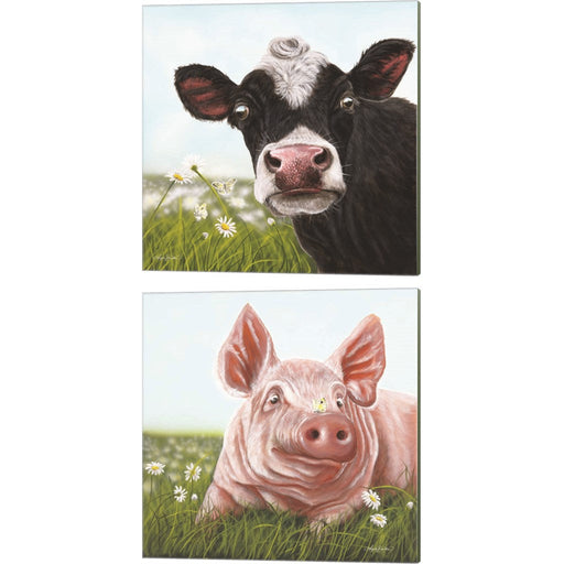Daisy Moo & Slim Daisy by Angela Bawden, 2 Piece Canvas Art Set
