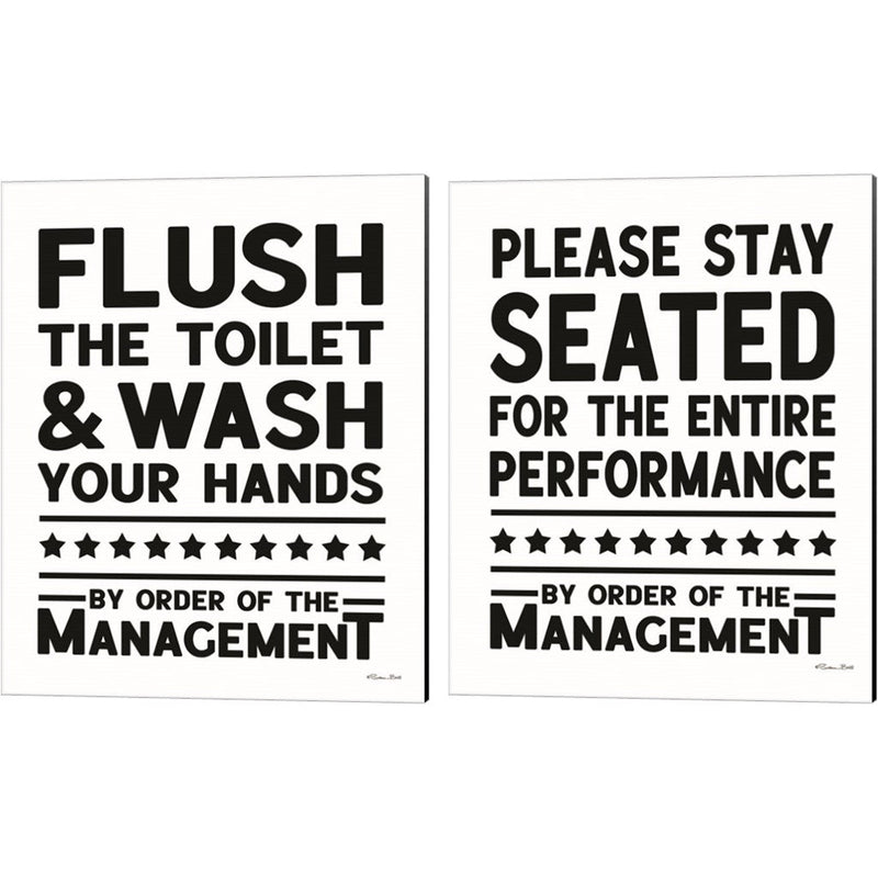 Flush the Toilet & Please Stay Seated by Susan Ball, 2 Piece Canvas Art Set