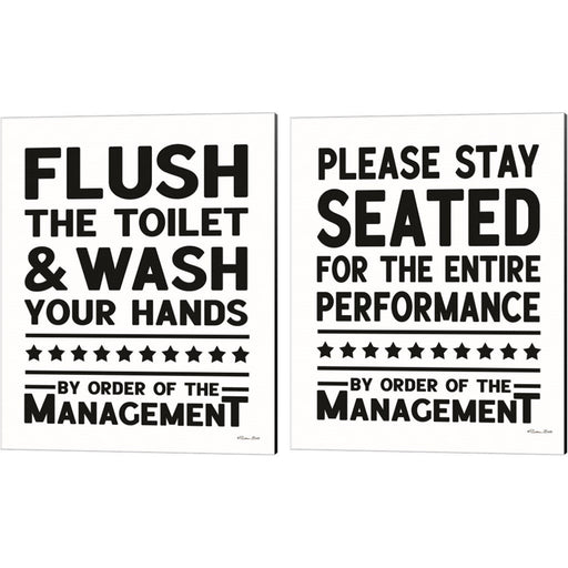 Flush the Toilet & Please Stay Seated by Susan Ball, 2 Piece Canvas Art Set