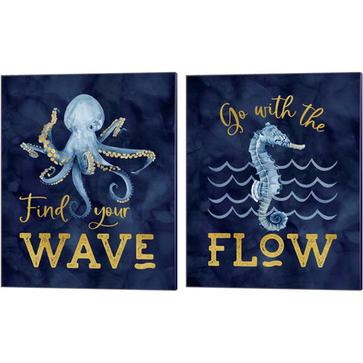 Deep Blue Sea on Navy A by Tara Reed, 2 Piece Canvas Art Set