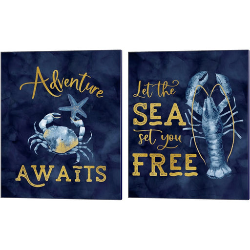 Deep Blue Sea on Navy B by Tara Reed, 2 Piece Canvas Art Set