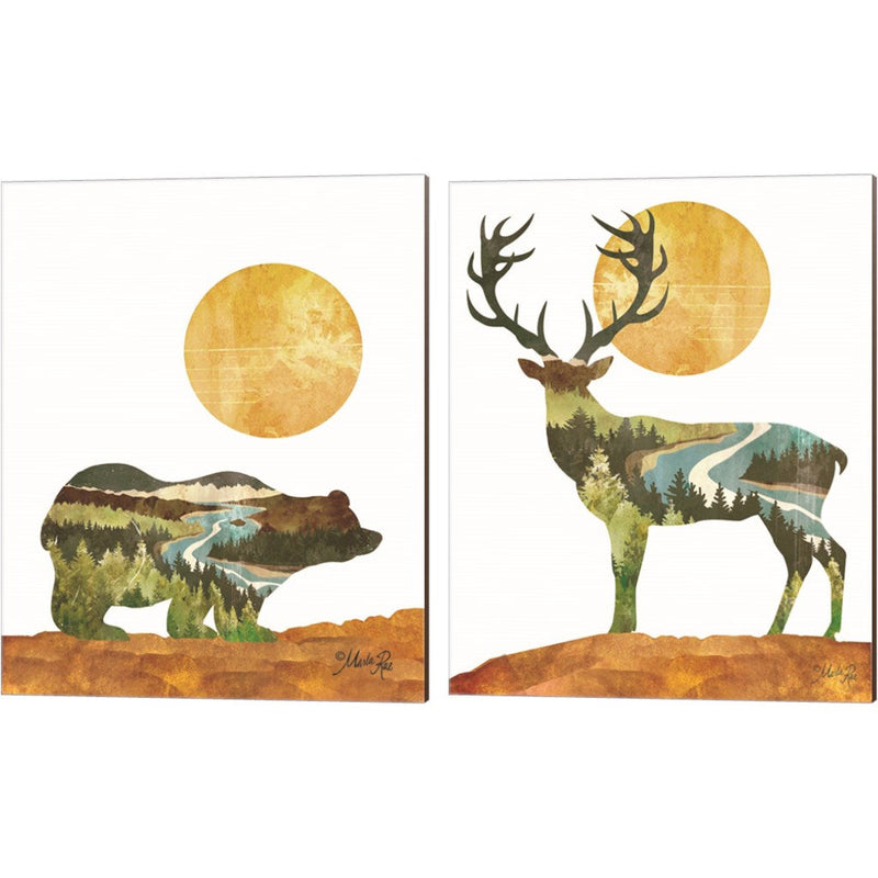 Forest Bear & Deer by Marla Rae, 2 Piece Canvas Art Set