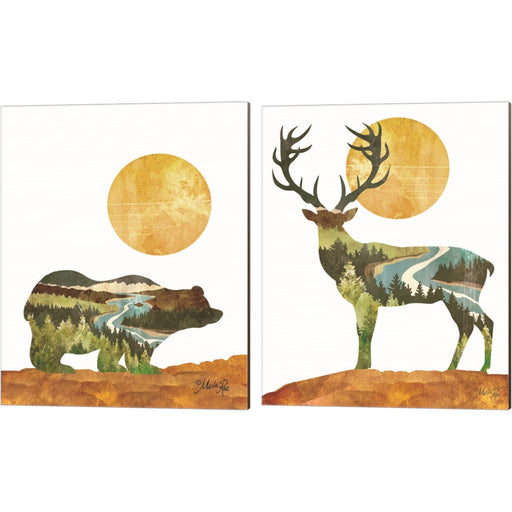 Forest Bear & Deer by Marla Rae, 2 Piece Canvas Art Set