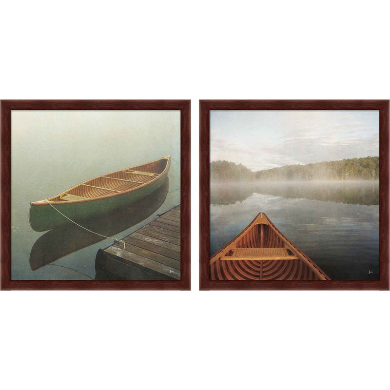 Calm Waters Canoe by Jess Aiken, 2 Piece Brown Framed Art Set