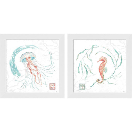 Delicate Sea B by Daphne Brissonnet, 2 Piece White Framed Art Set