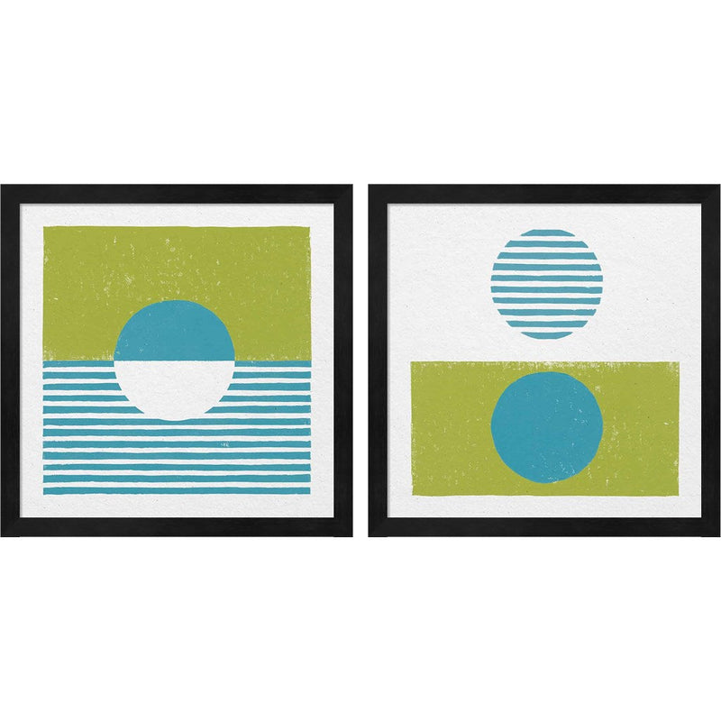 Reflection Green A by Moira Hershey, 2 Piece Black Framed Art Set