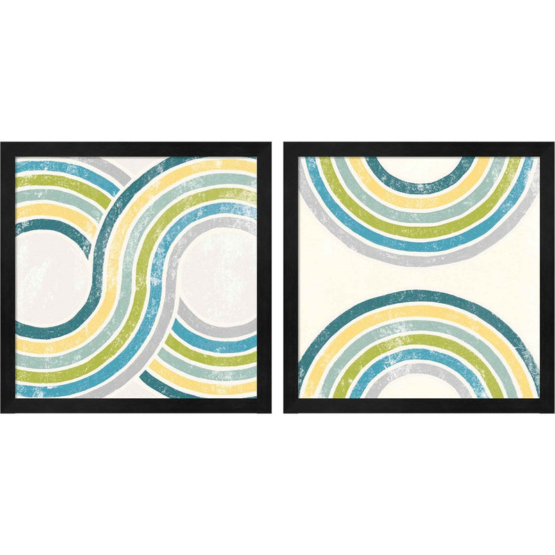 Over the Rainbow Green by Moira Hershey, 2 Piece Black Framed Art Set