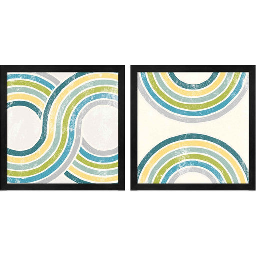 Over the Rainbow Green by Moira Hershey, 2 Piece Black Framed Art Set