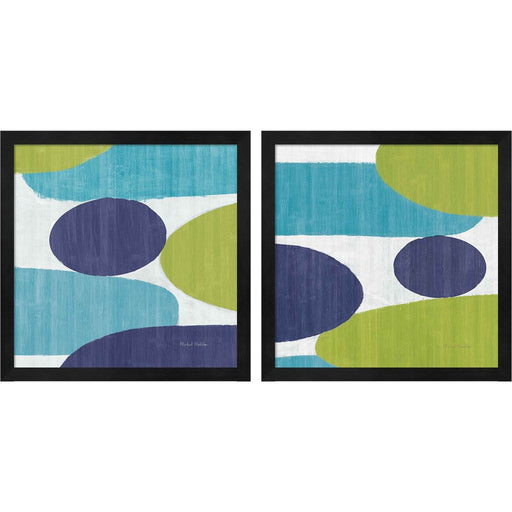 Costa Del Sol Blue Green by Michael Mullan, 2 Piece Black Framed Art Set