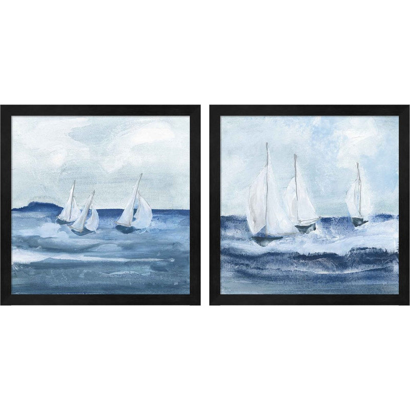 Sailboats A by Chris Paschke, 2 Piece Black Framed Art Set