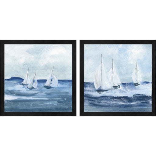 Sailboats A by Chris Paschke, 2 Piece Black Framed Art Set