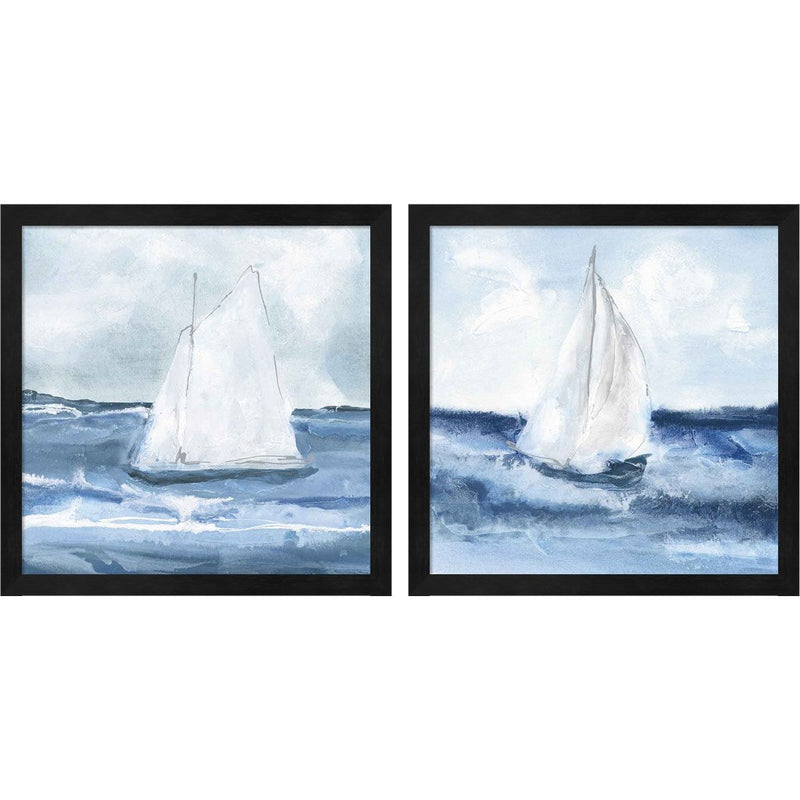 Sailboats B by Chris Paschke, 2 Piece Black Framed Art Set