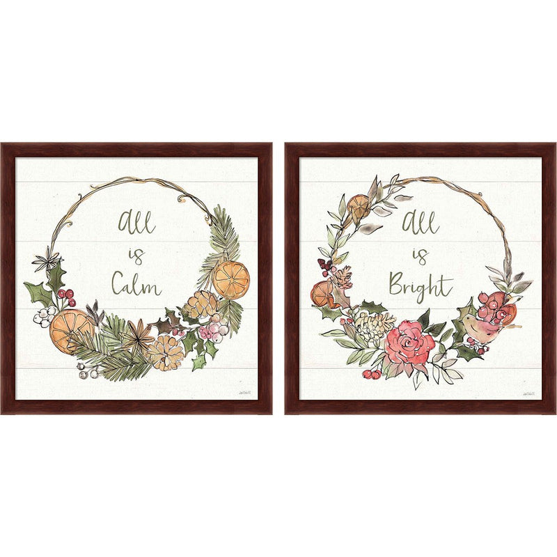 Soft Season A by Anne Tavoletti, 2 Piece Brown Framed Art Set