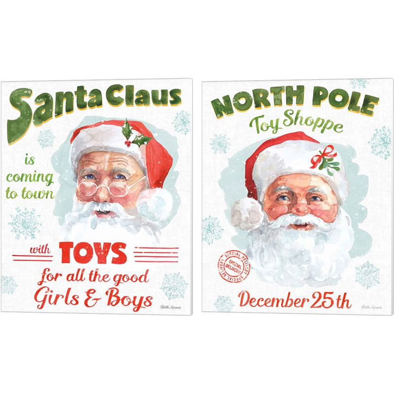 Santa Signs by Beth Grove, 2 Piece Canvas Art Set