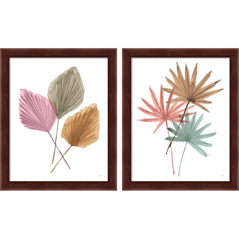 Fan Palms & Leaves by Karyn Panganiban, 2 Piece Brown Framed Art Set